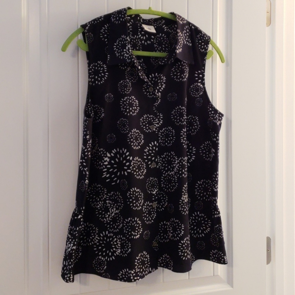 Cabi womens button down sleeveless blouse, size L